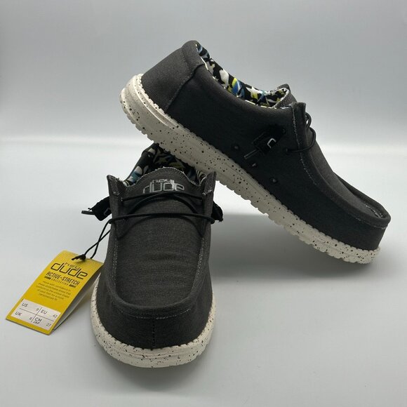 HEY DUDE Men Wally Stretch Black Size 9 lace up loafers men - Picture 11 of 16